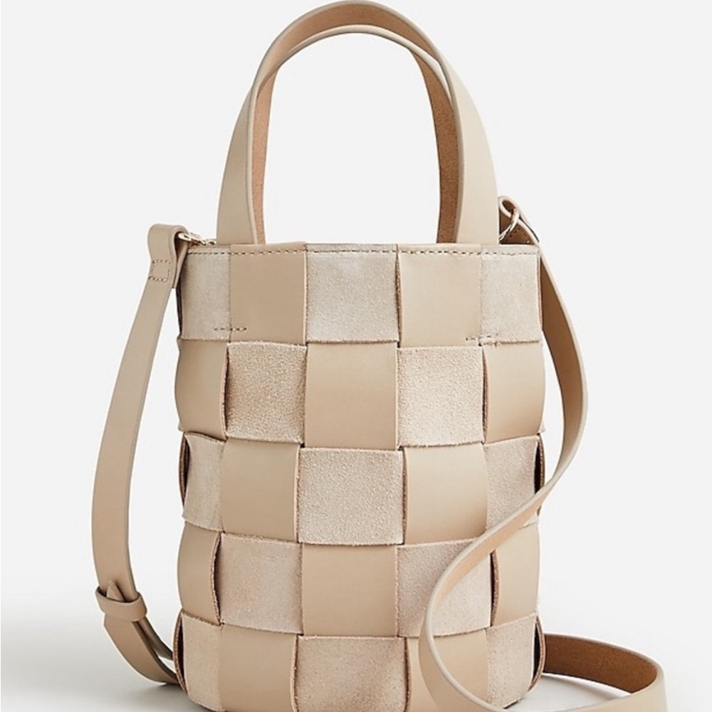 NWT J Crew Woven Bucket Bag Taupe
